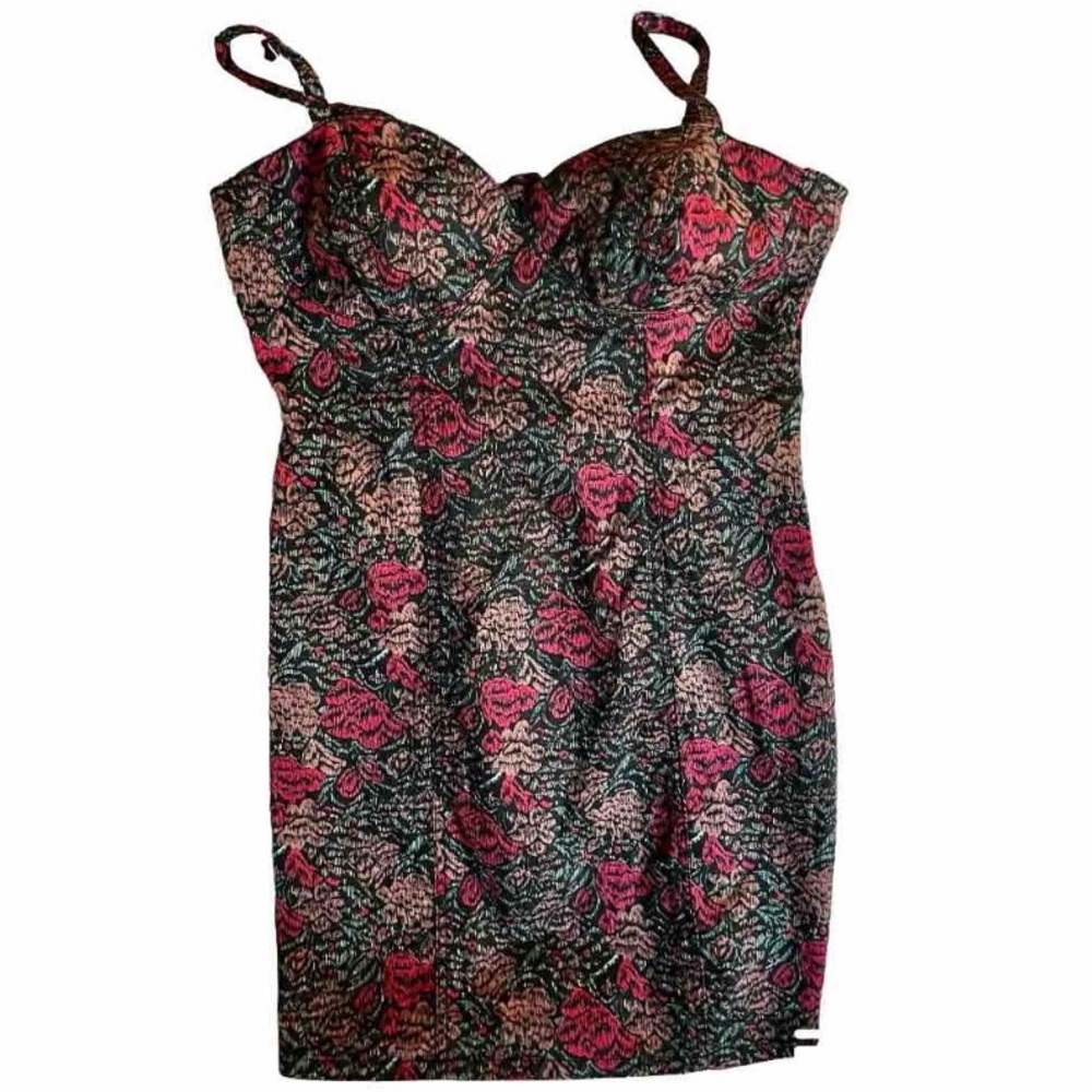Insight Womens SZ 6 Body Con Short Sundress Multicolor Print Adjustable Straps